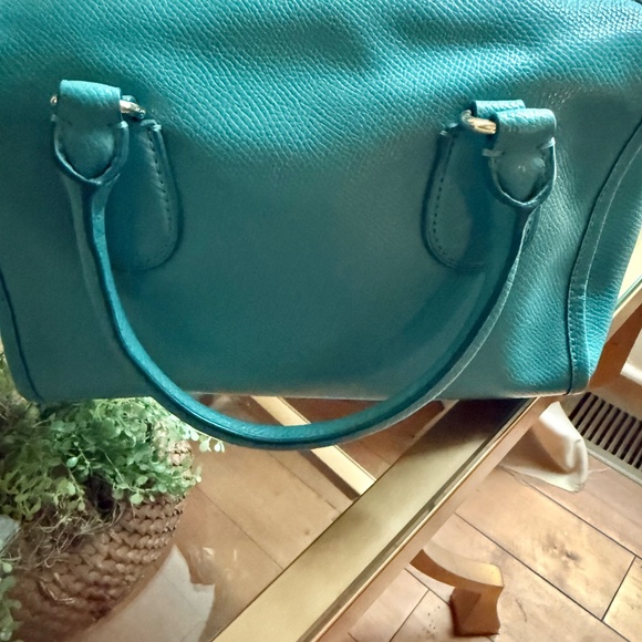 AUTHENTIC Coach Leather Mini Bennet Satchel Crossbody Handbag Turquoise color - Picture 6 of 11